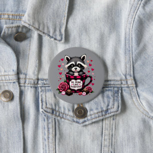 Cute Racoon Valentine Buffalo Plaid Aesthetic 7.5 Cm Round Badge