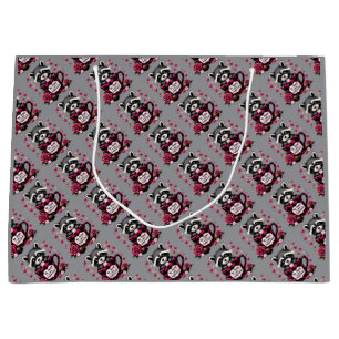 Cute Racoon Valentine Buffalo Plaid Aesthetic Large Gift Bag