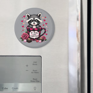 Cute Racoon Valentine Buffalo Plaid Aesthetic Magnet