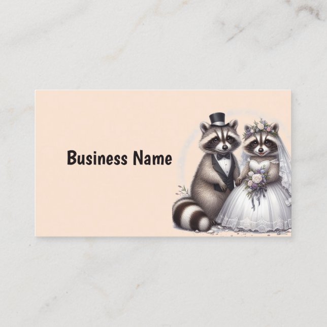 Cute Racoon Wedding Animal Custom  Business Business Card (Back)