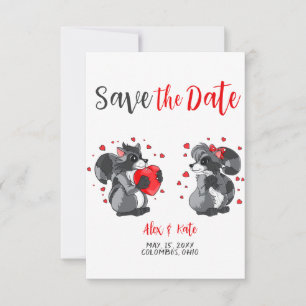 Cute Racoon Wedding Save the Date Announcement