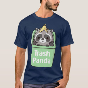 Cute Racoon With Banana Peel Inside Garbage Bin T-Shirt