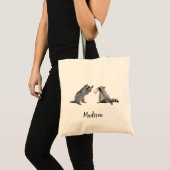Cute Racoon with Bubble Gum Personalised Tote Bag (Front (Product))