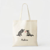 Cute Racoon with Bubble Gum Personalised Tote Bag (Front)