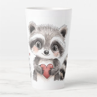 cute racoon with heart for valentine's day  latte mug