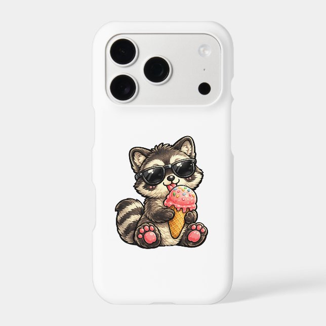 Cute Racoon With Ice Cream And Sunglasses (Back)