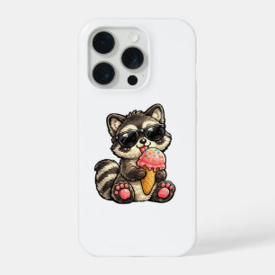 Cute Racoon With Ice Cream And Sunglasses iPhone 15 Pro Case