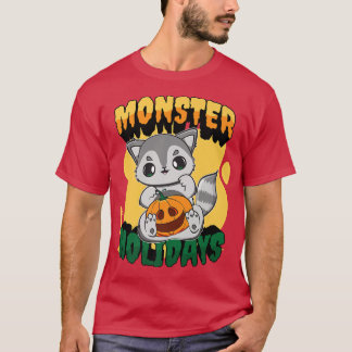 Cute Racoon With JackOLantern Pumpkin For Hallowee T-Shirt