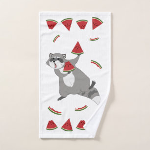 Cute racoon with watermelon bath towel set