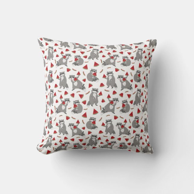 Cute Racoon with Watermelon Cushion (Front)