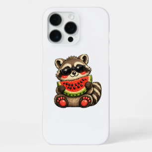 Cute Racoon with Watermelon iPhone 16 Pro Max Case
