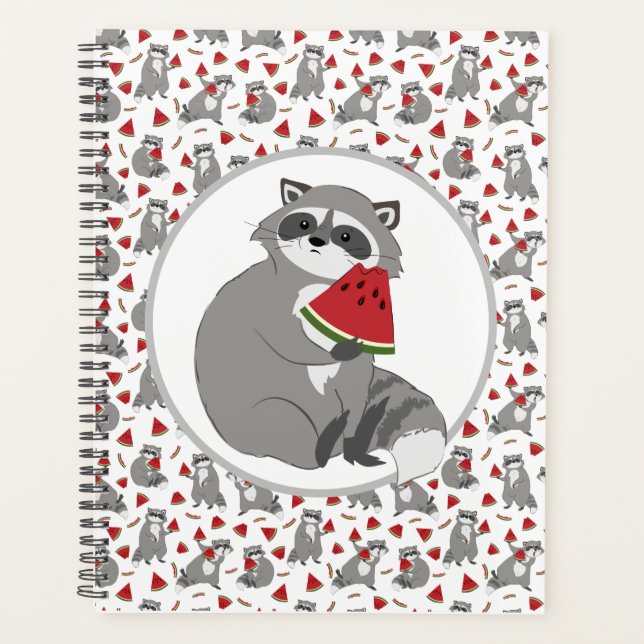 Cute racoon with watermelon planner (Front)
