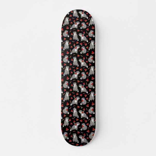 Cute racoon with watermelon skateboard (Front)