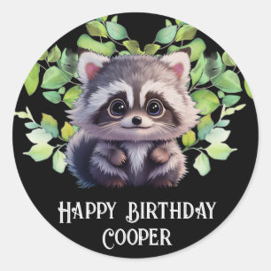 Cute racoon woodland animals forest friends  classic round sticker