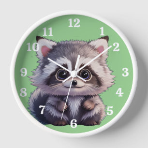 Cute racoon woodland animals forest friends clock