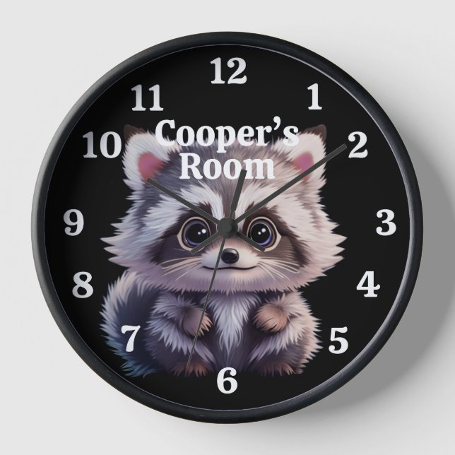 Cute racoon woodland animals forest friends  clock (Front)