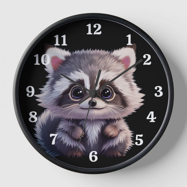 Cute racoon woodland animals forest friends  clock (Front)