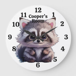 Cute racoon woodland animals forest friends large clock