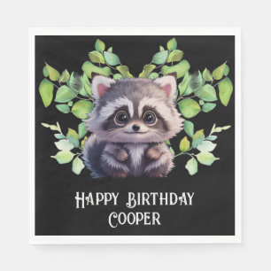 Cute racoon woodland animals forest friends  napkin