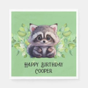 Cute racoon woodland animals forest friends  napkin