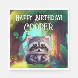 Cute racoon woodland animals forest friends  napkin