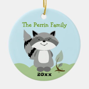Cute Racoon Woodland Custom Christmas Ornament