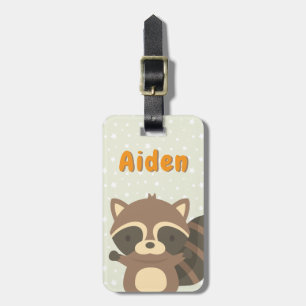 Cute Racoon Woodland Personalised Luggage Tag