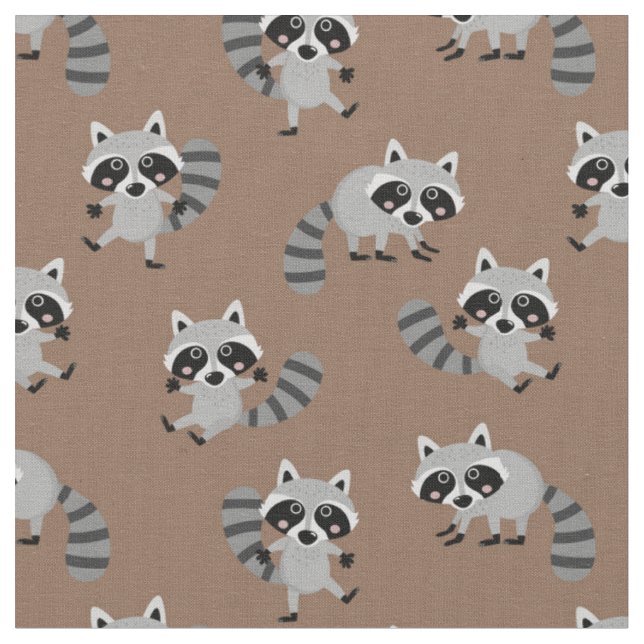 Cute Racoons Fabric (Close Up)