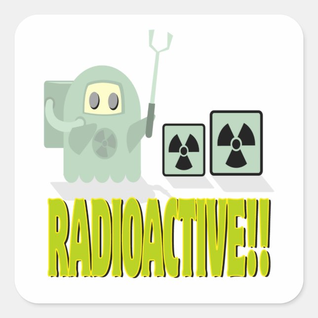 cute radioactive dude square sticker (Front)