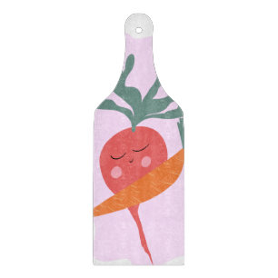Cute Radish and Carrot Cartoon Pattern Cutting Board