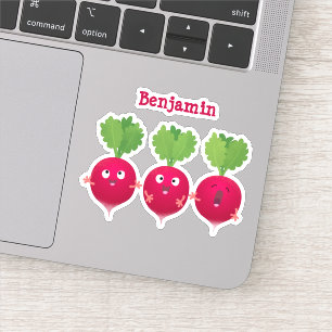 Cute radishes singing trio cartoon vegetables