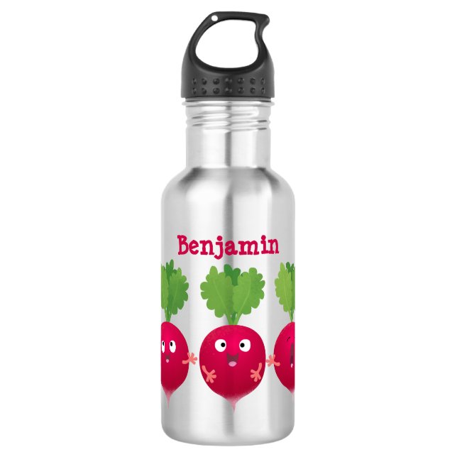 Cute radishes singing trio cartoon vegetables 532 ml water bottle (Front)