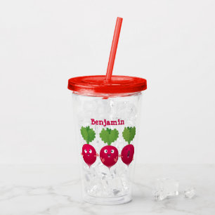Cute radishes singing trio cartoon vegetables acrylic tumbler