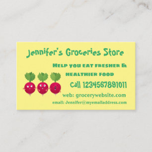Cute radishes singing trio cartoon vegetables business card