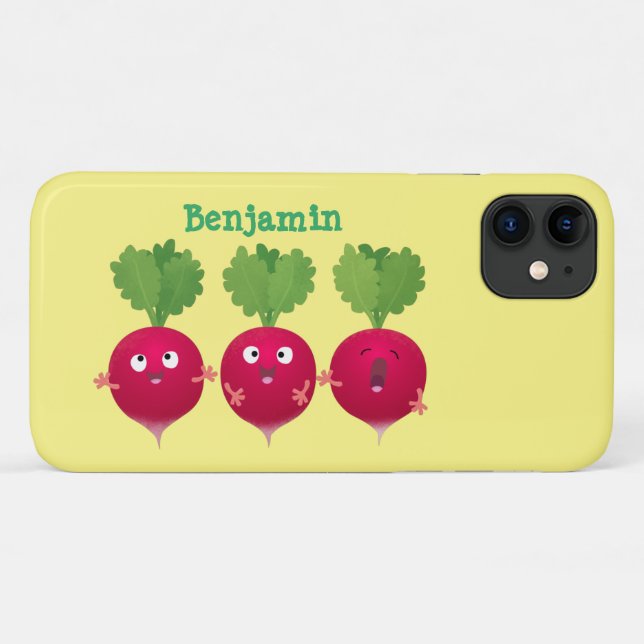 Cute radishes singing trio cartoon vegetables Case-Mate iPhone case (Back (Horizontal))