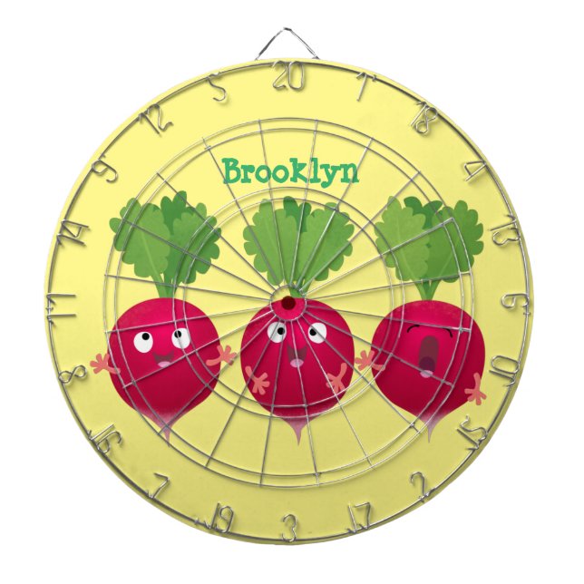 Cute radishes singing trio cartoon vegetables dartboard (Front)