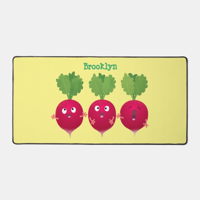 Cute radishes singing trio cartoon vegetables desk mat (Front)