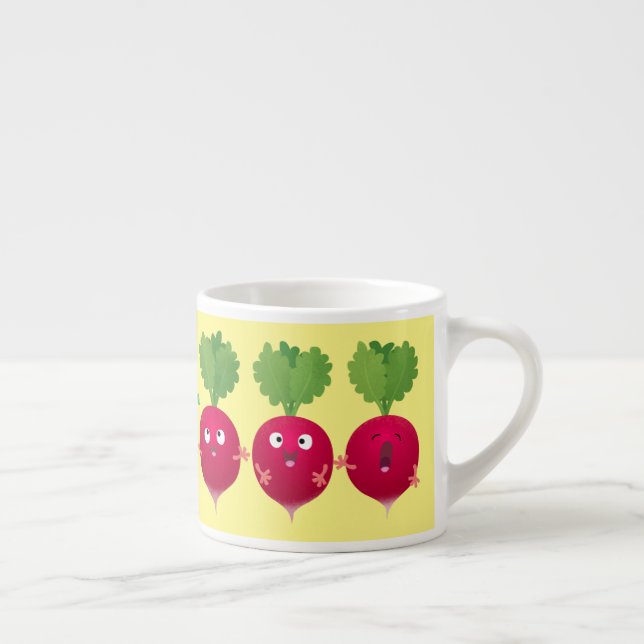 Cute radishes singing trio cartoon vegetables espresso cup (Right)