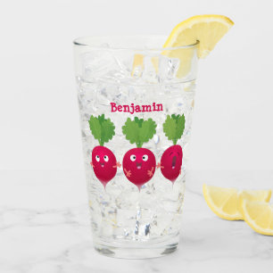 Cute radishes singing trio cartoon vegetables  glass