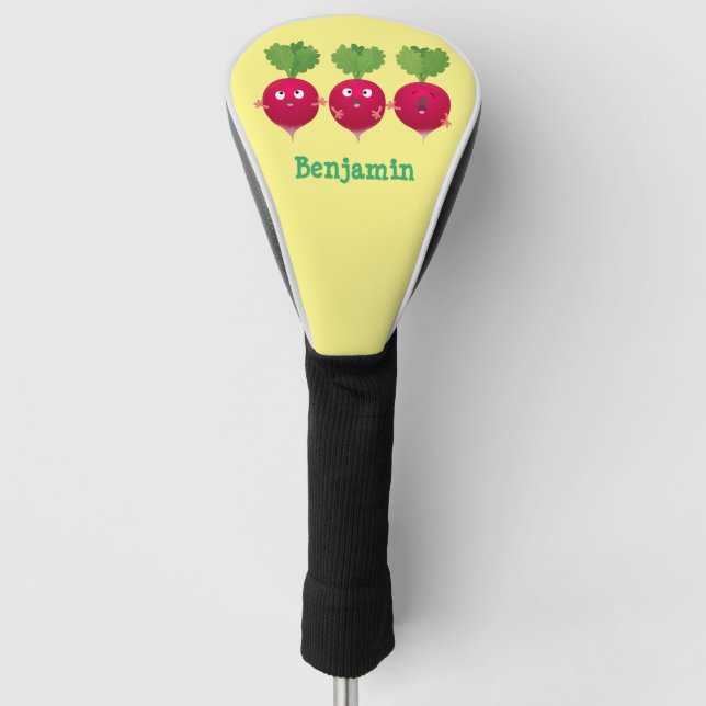 Cute radishes singing trio cartoon vegetables golf head cover (Front)