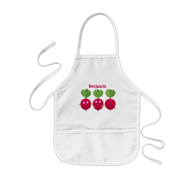 Cute radishes singing trio cartoon vegetables kids apron (Front)