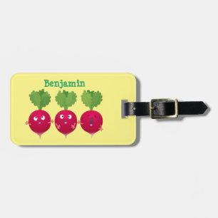 Cute radishes singing trio cartoon vegetables luggage tag