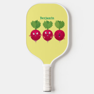 Cute radishes singing trio cartoon vegetables  pickleball paddle