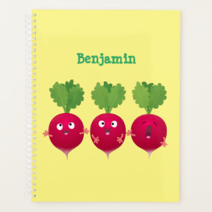Cute radishes singing trio cartoon vegetables planner