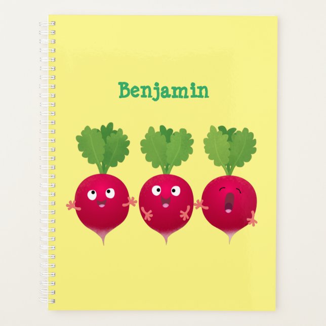 Cute radishes singing trio cartoon vegetables planner (Front)