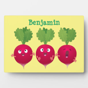 Cute radishes singing trio cartoon vegetables plaque