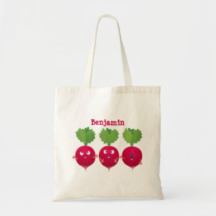 Cute radishes singing trio cartoon vegetables tote bag