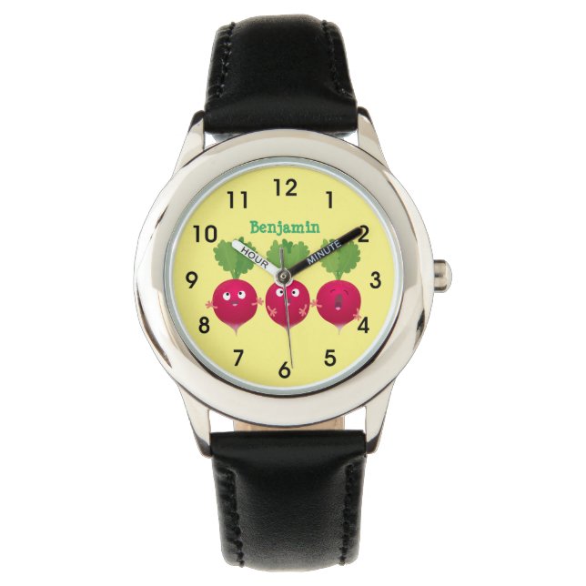 Cute radishes singing trio cartoon vegetables watch (Front)