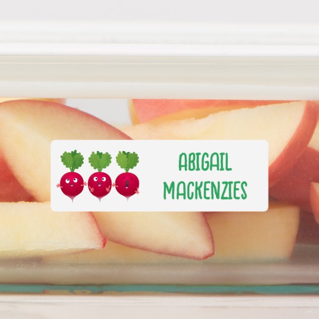 Cute radishes trio cartoon vegetables personalised (Affixed)