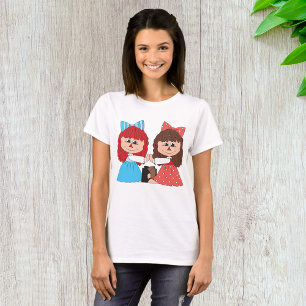 Cute Rag Doll Friends Girls with Bows and Dresses